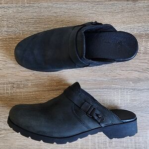 TEVA Black Leather De La Vina Slip On Mule Clog Women's 7
